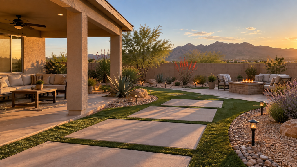 el-paso-backyard-covered-patio-stepping-pads-fire-pit